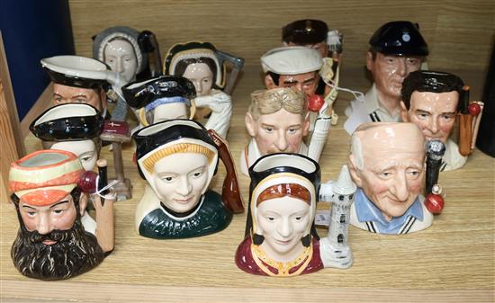 A collection of Royal Doulton small character jugs of cricketers, etc.,